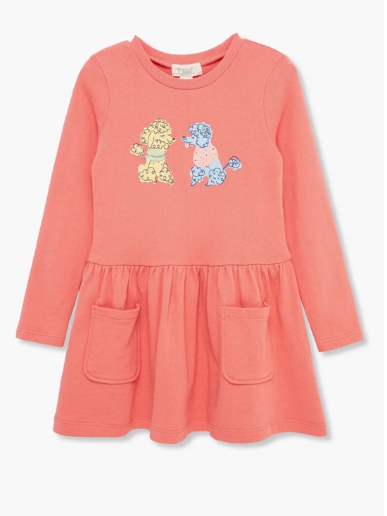 Peek Other - Peek Rose Pink Pup Friends long Sleeve Graphic French Terry Sweatshirt Dress 8